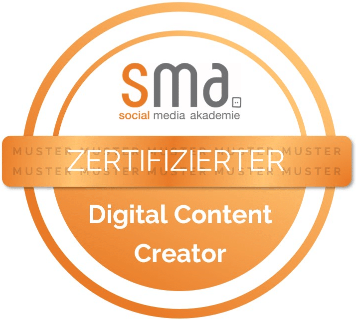 Content Creator Weiterbildung , Muster Zertifikat SMA