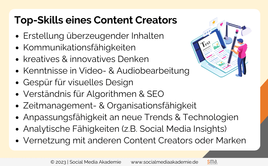 Content Creator werden , Top Skills