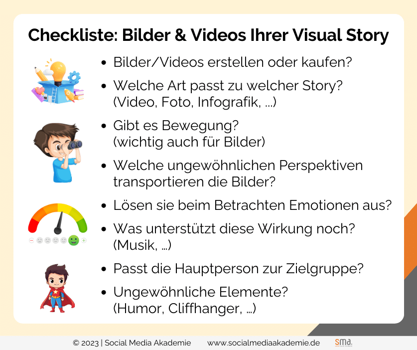 Visual Storytelling - Checkliste zu Bildern und Videos