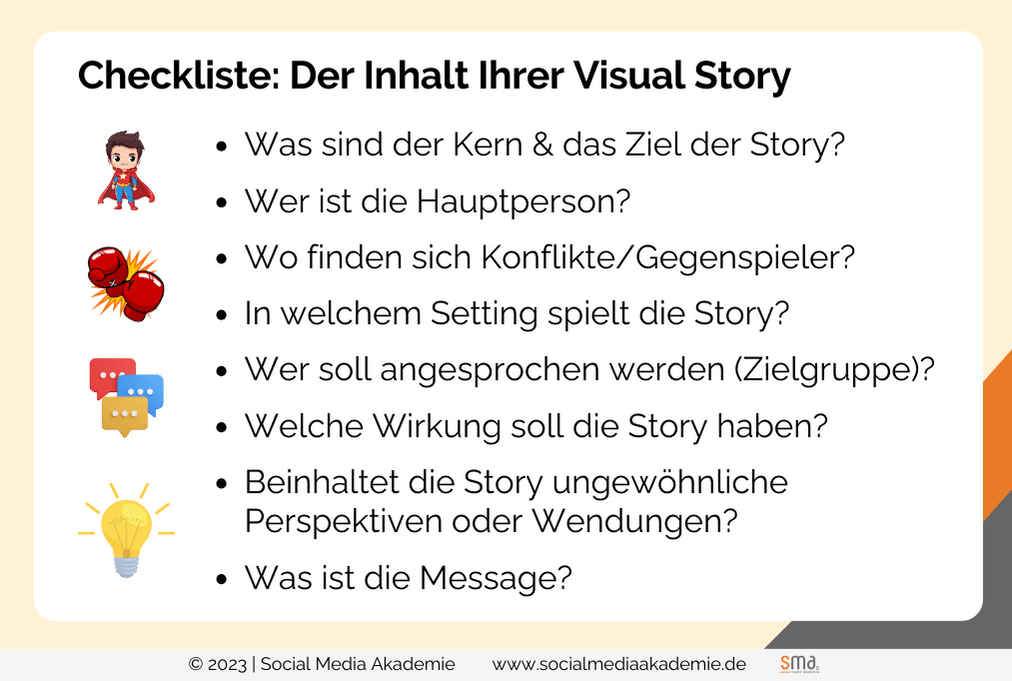 Visual Storytelling _ Checkliste Inhalt einer Story