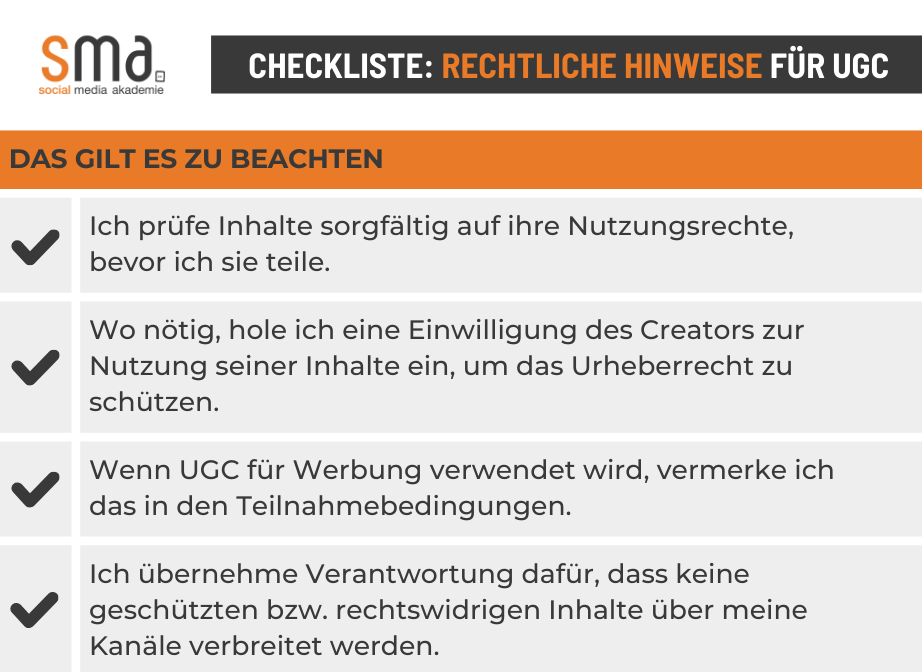 Checkliste: Rechtliche Aspekte, die es beim UGC Marketing zu beachten gilt