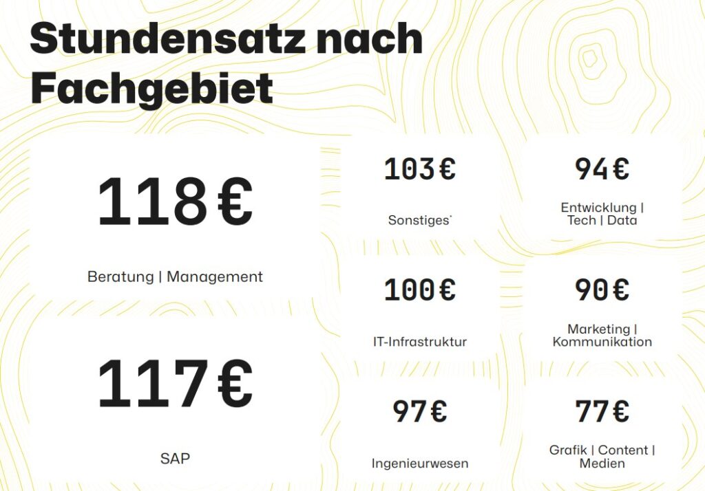 Freelancer Kompass Stundensatz nach Fachgebieten