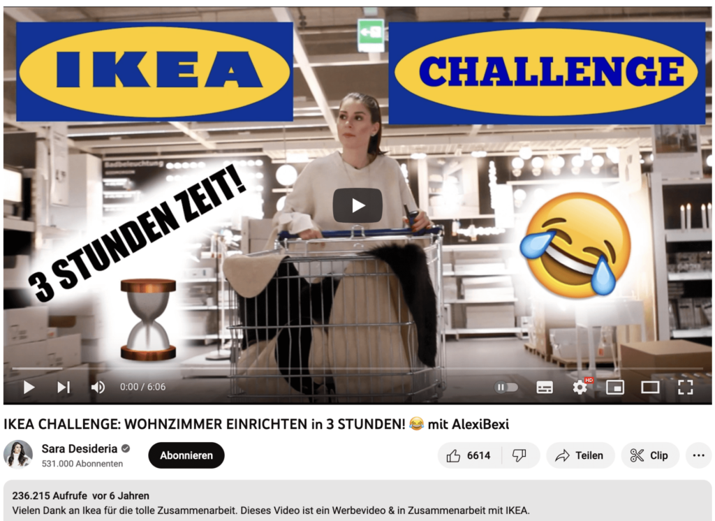 Ikea Challenge Youtube Video - Instagram Marketing