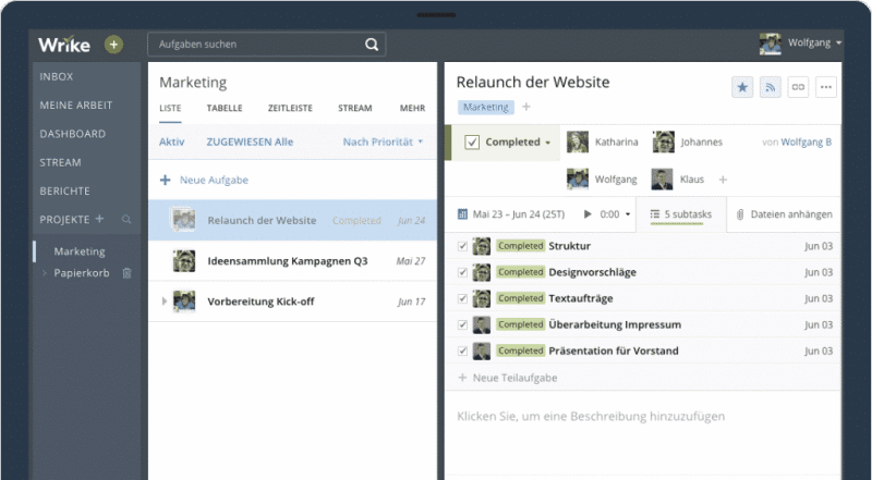 Wrike workspace Projektmanagement