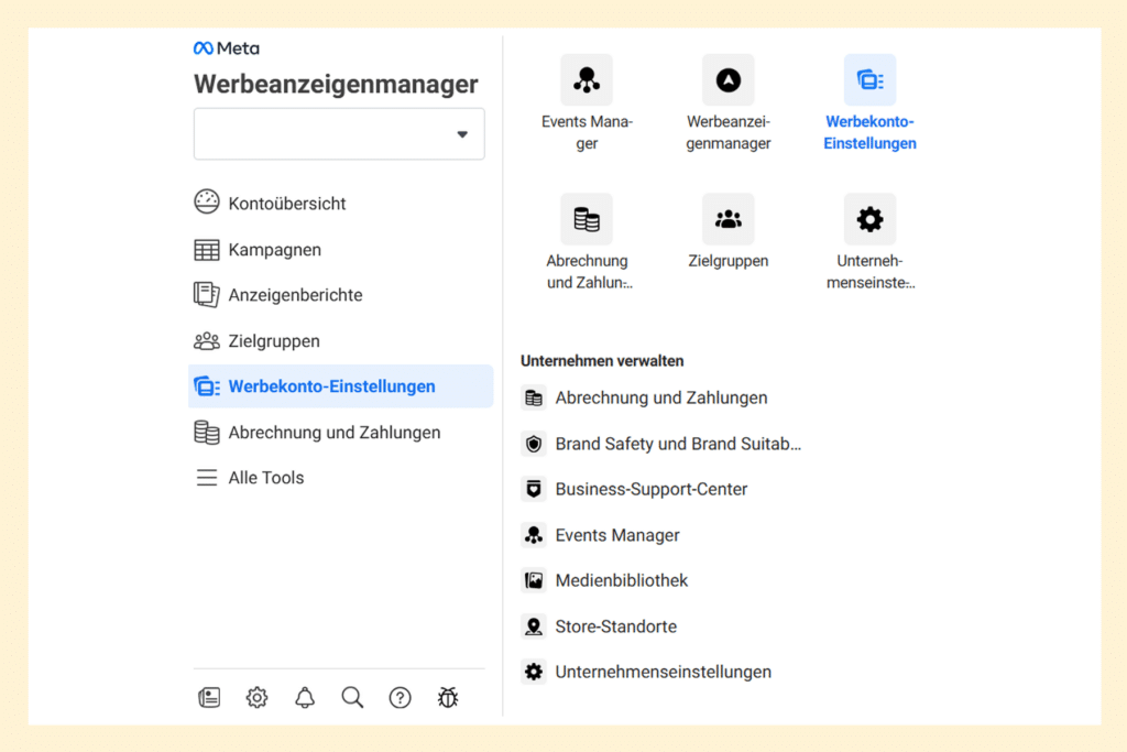 Facebook Pixel ; Unternehmenseinstellungen