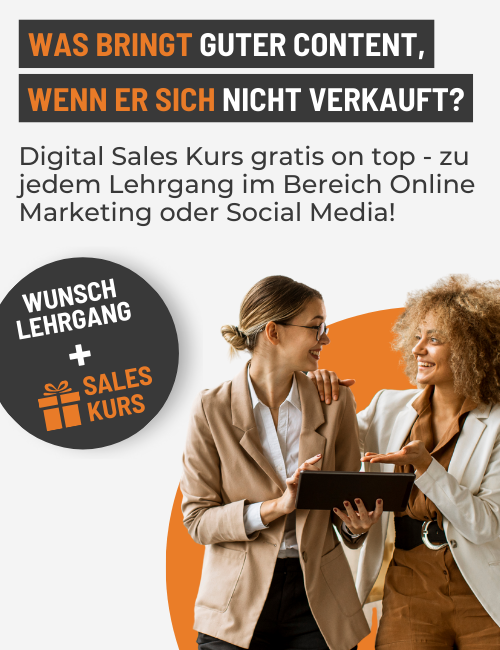 Digital Sales Kurs gratis on top - zu jedem Lehrgang im Bereich Online Marketing oder Social Media!